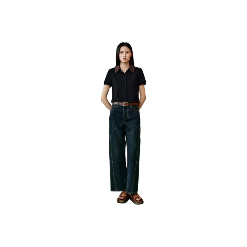 INSUN Jeans Women's Deep Sea Blue-1