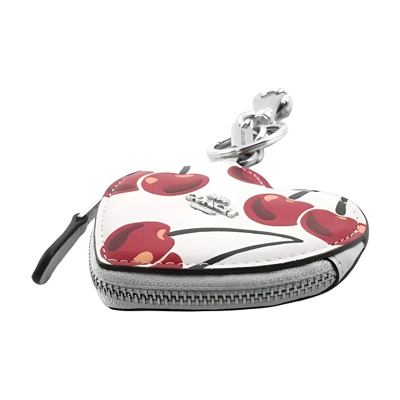 COACH Smooth Leather Bag Charm Bag Merch Mini Women's White & Red-2