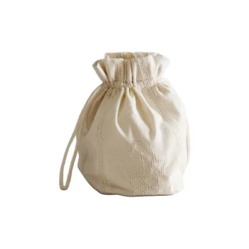 ZARA Cotton Bucket Bag Clutch Trumpets Women's Ivory