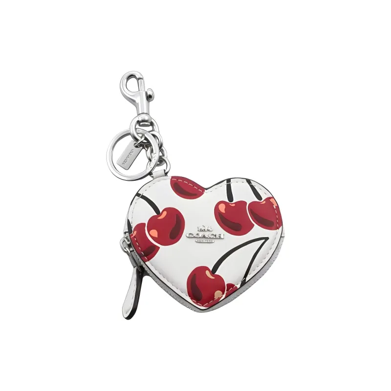 COACH Smooth Leather Bag Charm Bag Merch Mini Women's White & Red-1