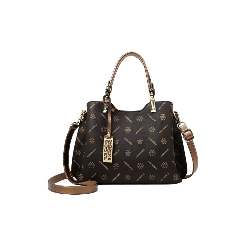Boniu PVC Shoulder Bag, Handbag Women's Brown With Champagne-0