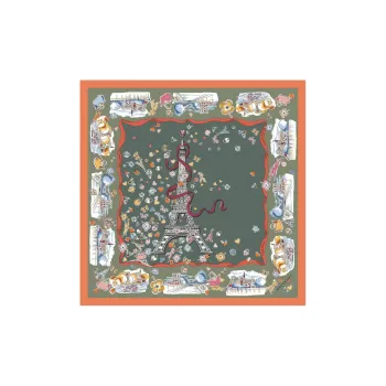 LONGCHAMP Silk, Silk Scarves Women's Green
