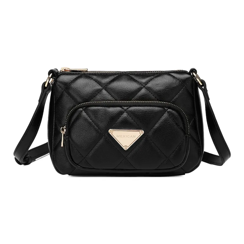 MEXICAN PU Shoulder Bag, Crossbody Bag Women's Ecru/Pink/Black-4