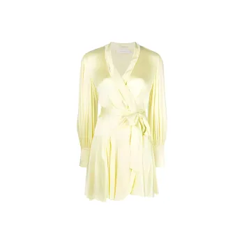 Zimmermann V Neck Satin Wrap Dress