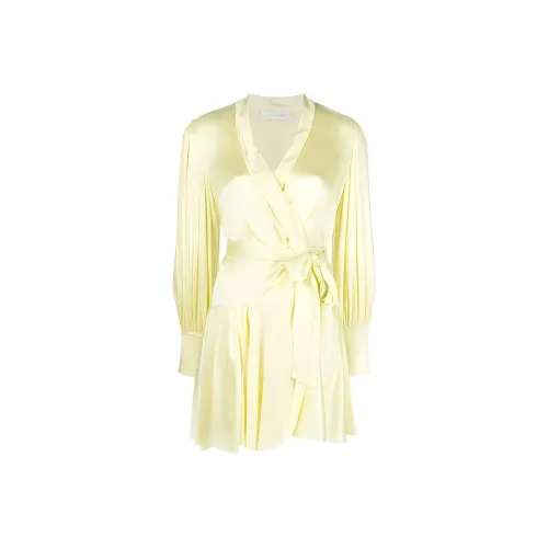 Zimmermann V Neck Satin Wrap Dress