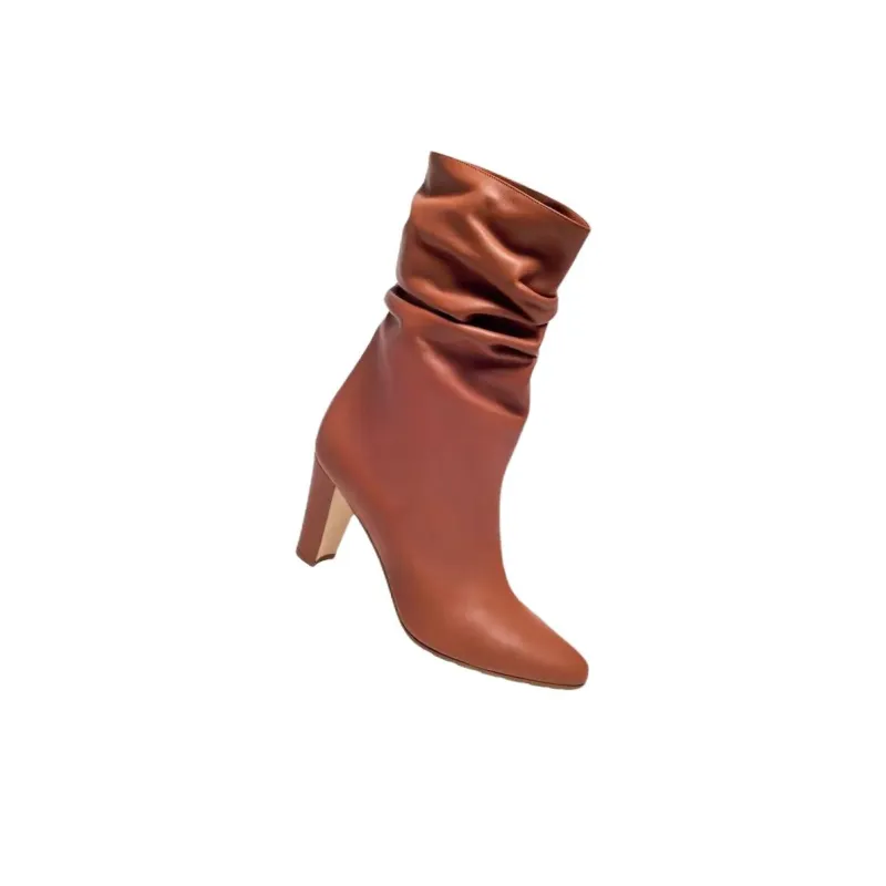 MANOLO BLAHNIK Calasso Ankle Boots 9cm Women's Brown-3