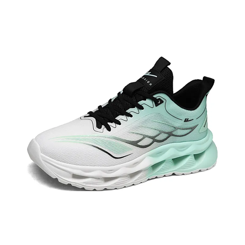 WARRIOR Running Shoes Men Low Top Teal/White Green/Yellow Orange-8