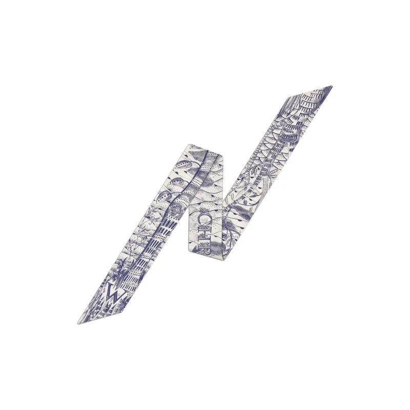 DIOR Mulberry Silk Scarves Unisex Blue-0