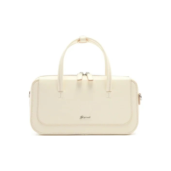 MICOCAH PU Shoulder Bag, Crossbody Bag, Handbag Women's Milk Apricot White/Vintage Black-0