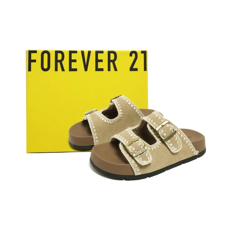 FOREVER 21 Quiet Slip Resistant Odor Resistant Abrasion Resistant Slide Slippers Women's Beige-5