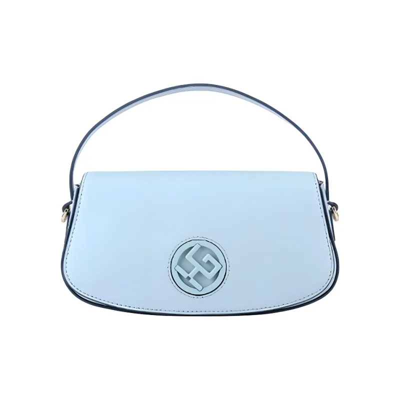 HONGU Cow Leather Shoulder Bag, Crossbody Bag, Handbag Trumpets Women's Moonstone Blue-0