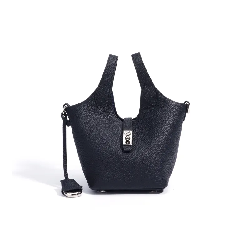 COURONNE Top Grain Cow Leather Handbag Women's Light Gray/Milkshake Pink/Black/Chick Yellow-14