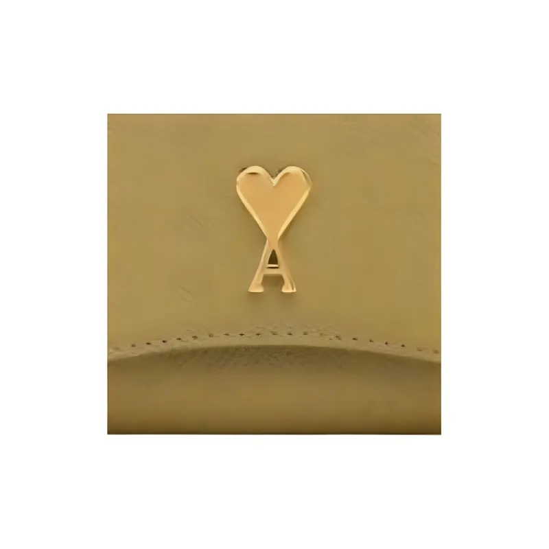 AMIPARIS Cow Leather Card Holder Women's Brown & Brass-3