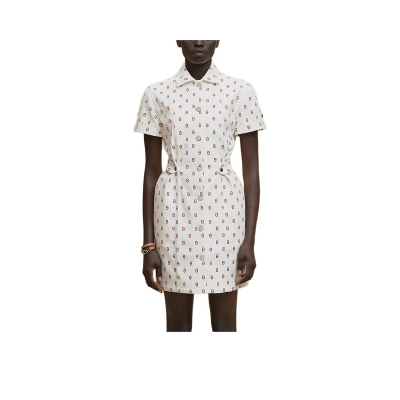 HERMES Short Sleeved Dress Women's White-0