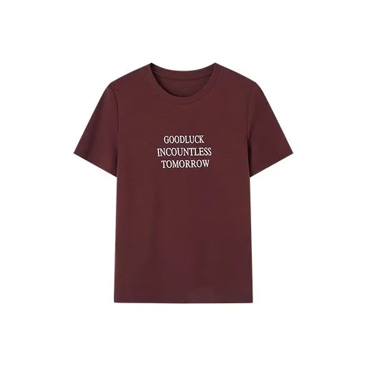 HDFULERN T Shirts Women's Red Brown-0