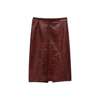 INSUN Leather Long Skirt Women's