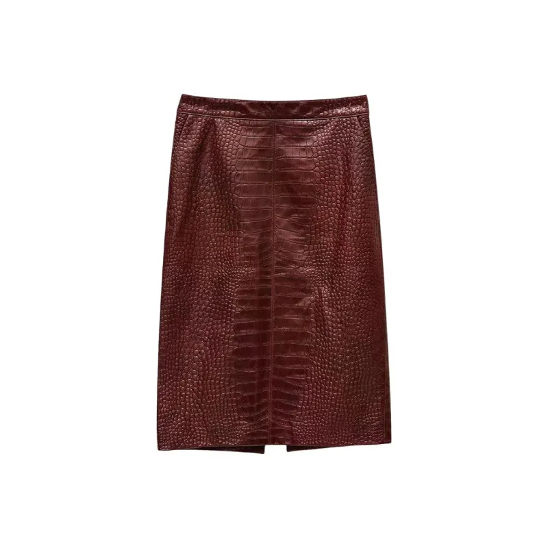INSUN Leather Long Skirt Women's-0