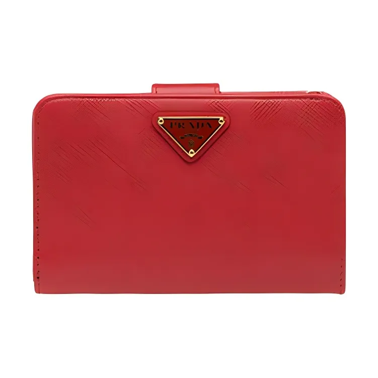 PRADA Saffiano Calfskin Wallet Women's Red-0