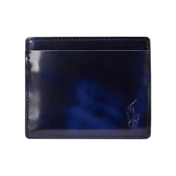 Polo Ralph Lauren Cow Leather Money Clip Card Holder Men's Dark Blue