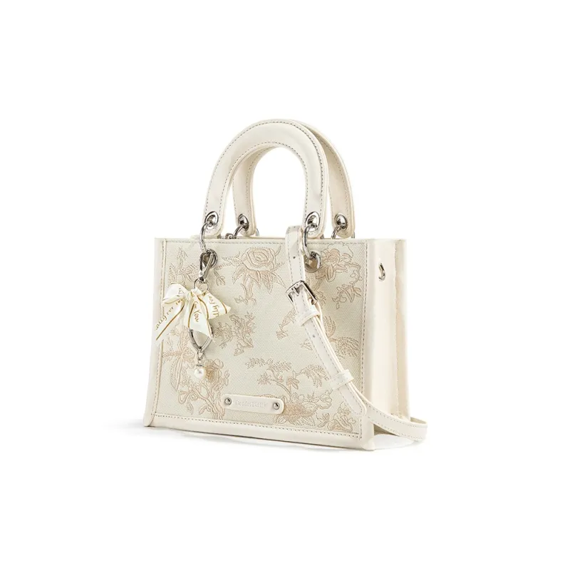 CentarlKatty PU Handbag Regular Women's Embroidery White & Gold-3