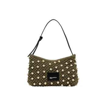 KARL LAGERFELD Cotton Tote Bag, Shopping Bag, Handbag Women's Olive Green