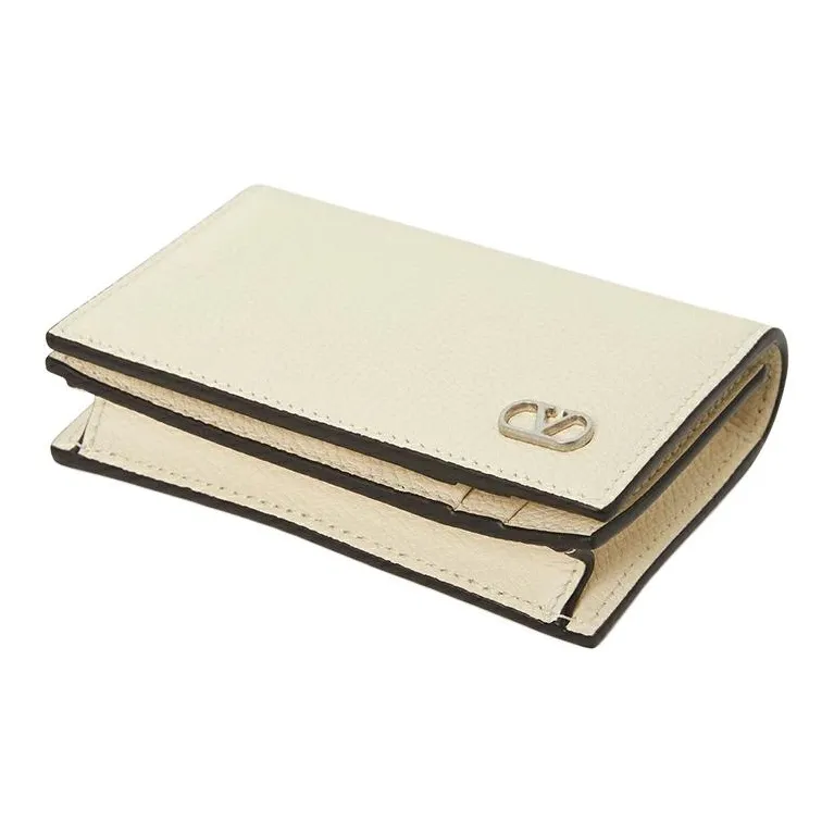 Valentino Cow Leather Card Holder Men's Beige-4