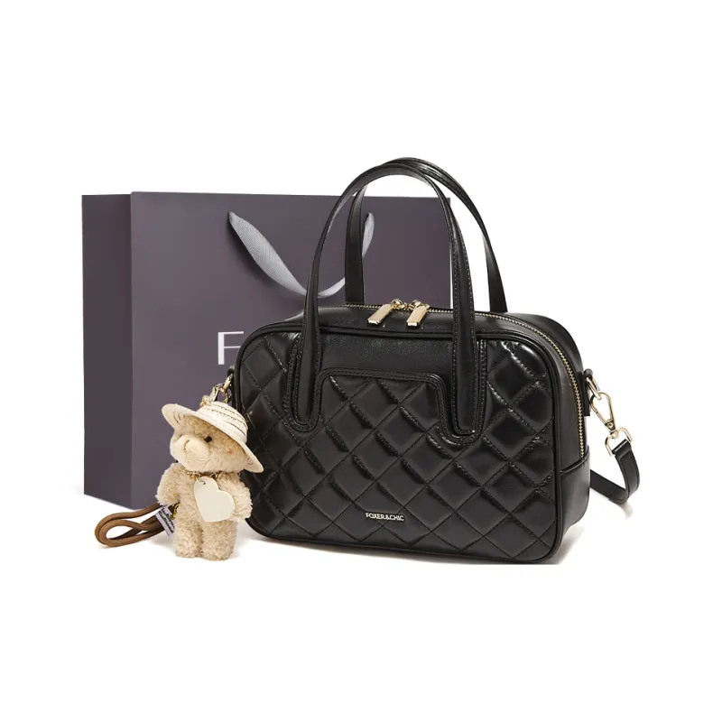 FOXER Cow Leather, Synthetic Leather Handbag Women's White/Black-4