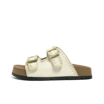 FOREVER 21 Quiet Slip Resistant Odor Resistant Abrasion Resistant Slide Slippers Women's White