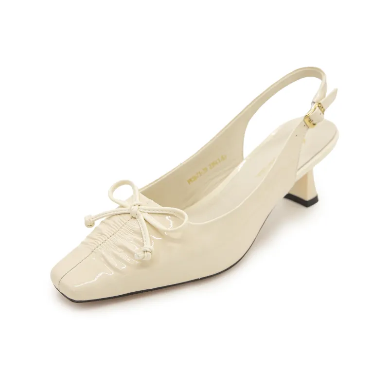 FED Spool Heel High Heels Women's Beige-2
