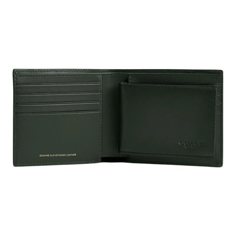 COACH 3 IN 1 Wallet Glove Tanning Coin Purse Wallet Men's Green-2