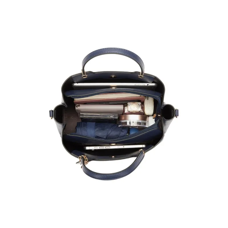JOSINY Synthetic Leather Shoulder Bag, Crossbody Bag, Handbag Medium Size Women's Black/Navy Blue-6