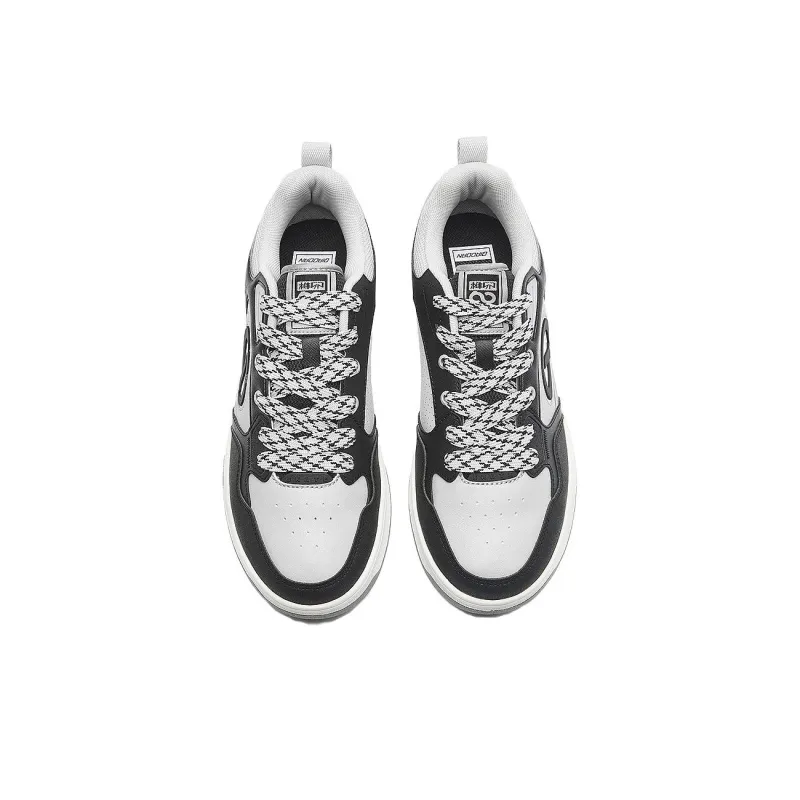 QIAODAN Pinwheel·Zero Anti Slip Wear Resistant Low Top Skateboard Shoes Men's Black Gray-3