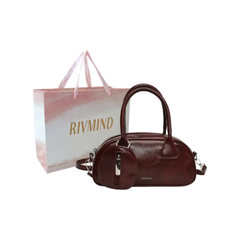 RIVMIND PU Shoulder Bag, Crossbody Bag, Handbag Regular Unisex Black/Red/Coffee/Brown-6