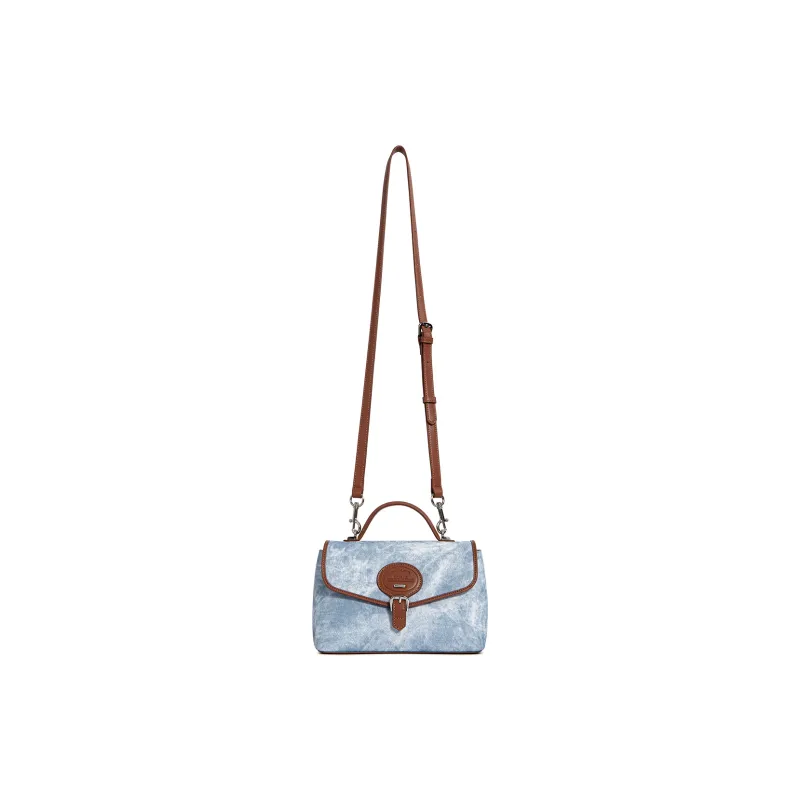 Cthulhu Cow Leather Tie Dye Small Square Bag Shoulder Bag, Crossbody Bag, Handbag Trumpets Women's Blue Brown-5