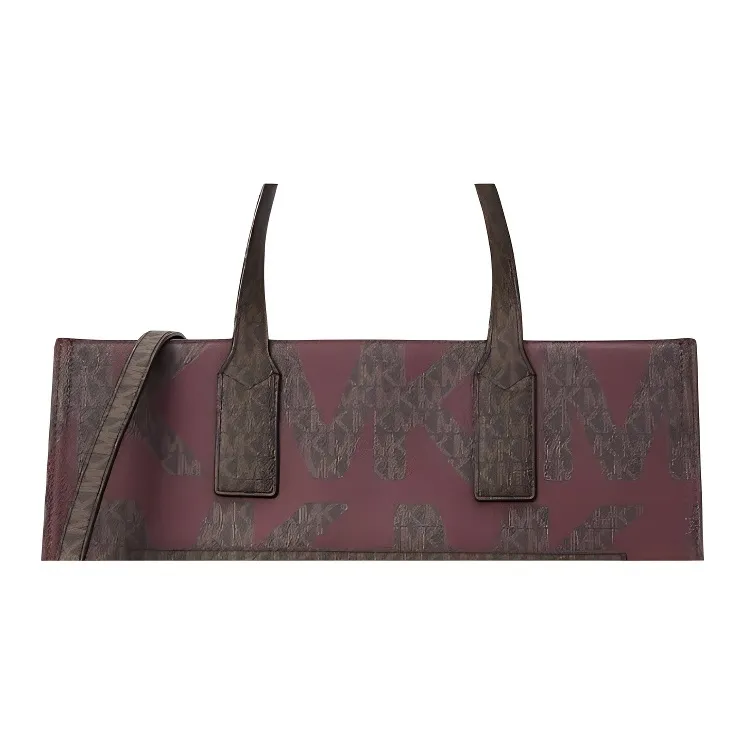MICHAEL KORS Kenly Artificial Leather Tote Crossbody Handbag Large Size Women's Burgundy/Dark Brown-2