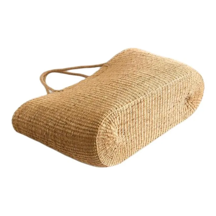 ZARA Straw Woven Handbag Tubas Women's Light Beige-3