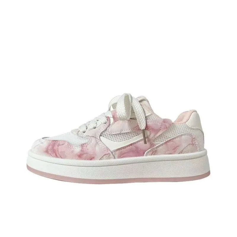 BINGO DUCK Slip Resistant And Breathable Low Top Skateboard Shoes Women's White Pink-3