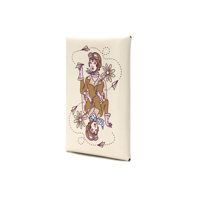HERMES Calvi Swift Calfskin Card Holder Women's I2 Nata Cream White-1