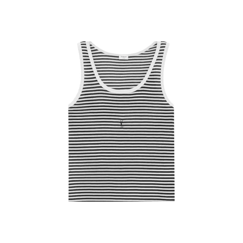 SAINT LAURENT Cassandre Striped Tank Top-4