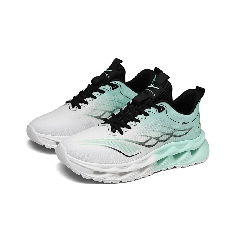 WARRIOR Running Shoes Men Low Top Teal/White Green/Yellow Orange-9