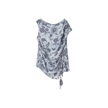 SHUXI Shirts Women's Exotic Blue