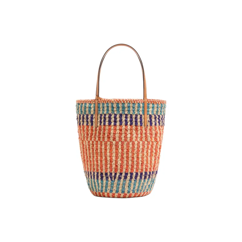 Valentino GARAVANI Raffia Tote Bag, Shopping Bag, Handbag Women's Orange & Multicolor-3