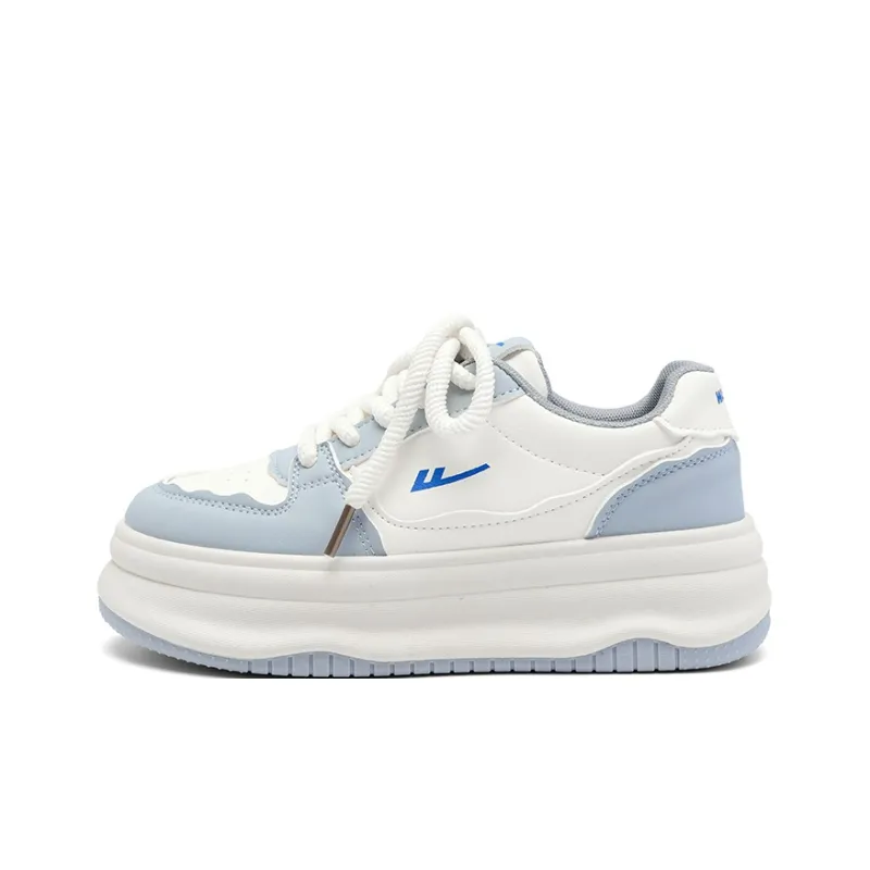 Warrior Anti Slip Wear Resistant Low Top Skateboard Shoes Women's White Blue-0