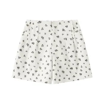 SHUXI Casual Shorts Women's Bud White