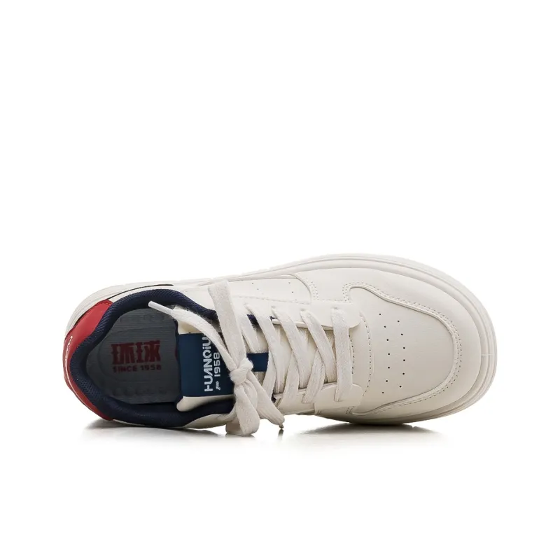 HUANQIU Slip Resistant Shock Absorbers With Abrasion Resistant Properties Low Top Skateboard Shoes Women's White Blue-2