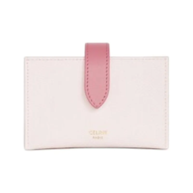 CELINE Calfskin Card Holder Unisex Light Pink Multicolor With Flamingo Pink-0