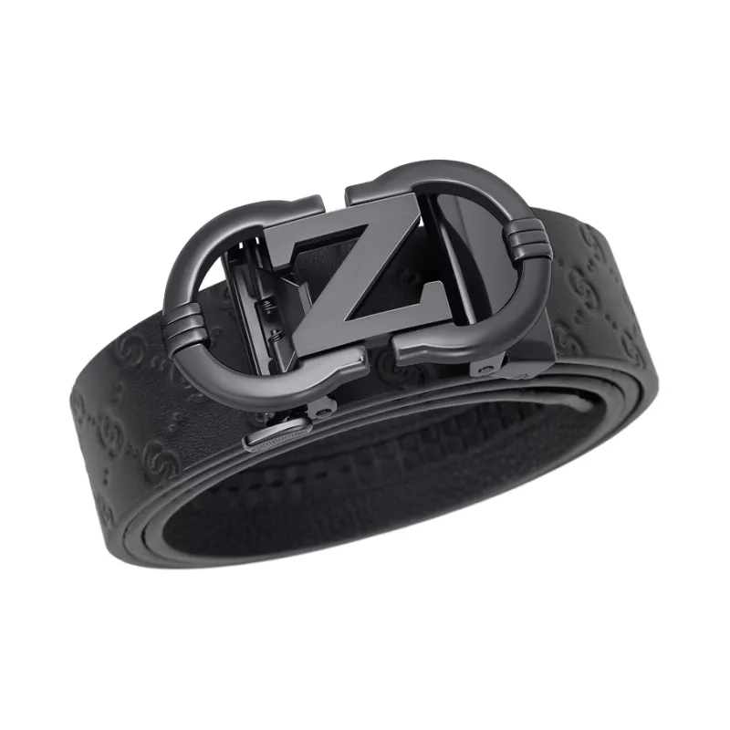 GOLF Top Grain Cow Leather Belts Men's Gunmetal, Gold 3.5cm-3