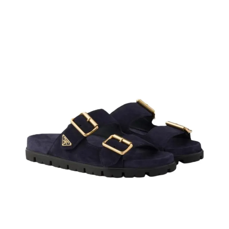 PRADA Slide Slippers Women's Blue-2