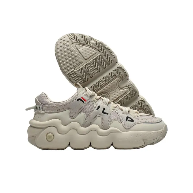 FILA BARRICADE II Anti Slip Wear Resistant Low Top Casual Shoes Men's Beige-4