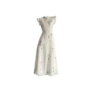 PZGE Sleeveless Dresses Women's Apricot White With Lace Up On The Sides